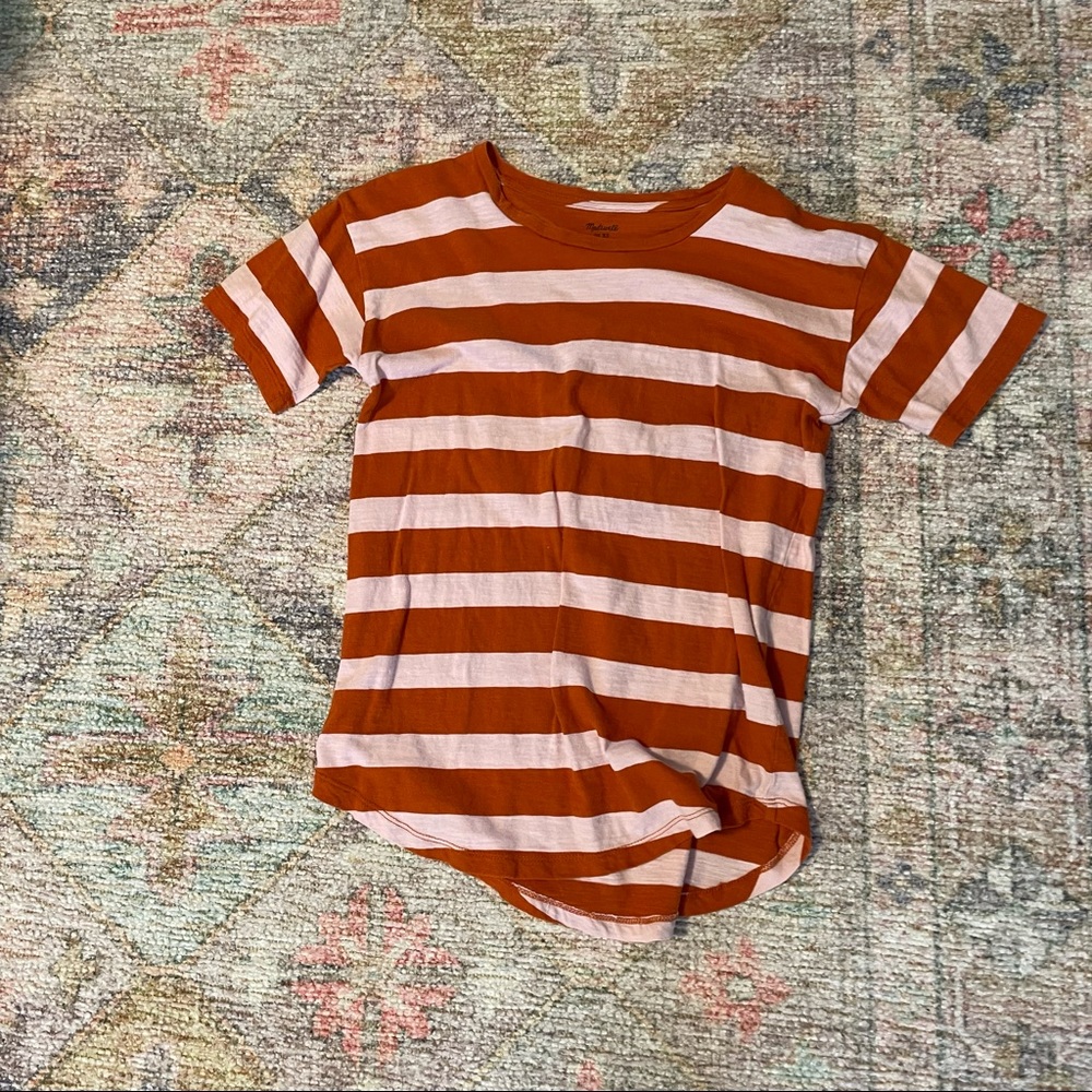 Madewell Pink and Orange Striped Tee